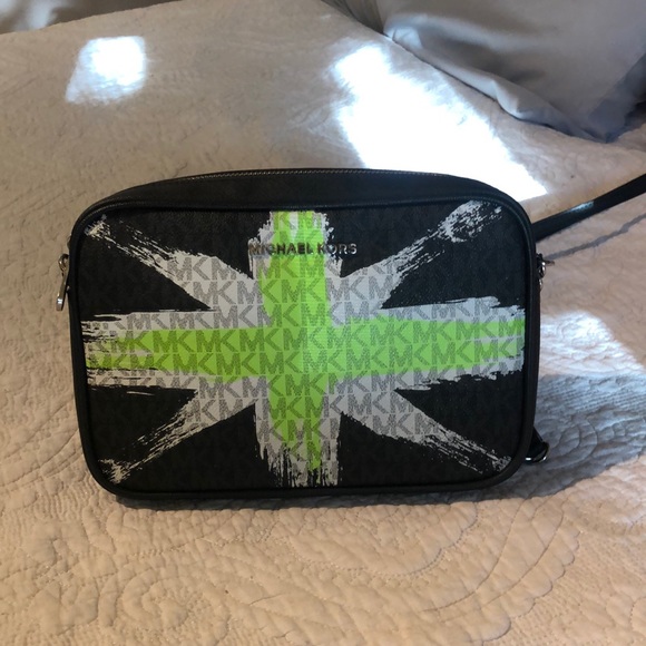 Michael Kors black crossbody neon Union Jack bag - Picture 1 of 11